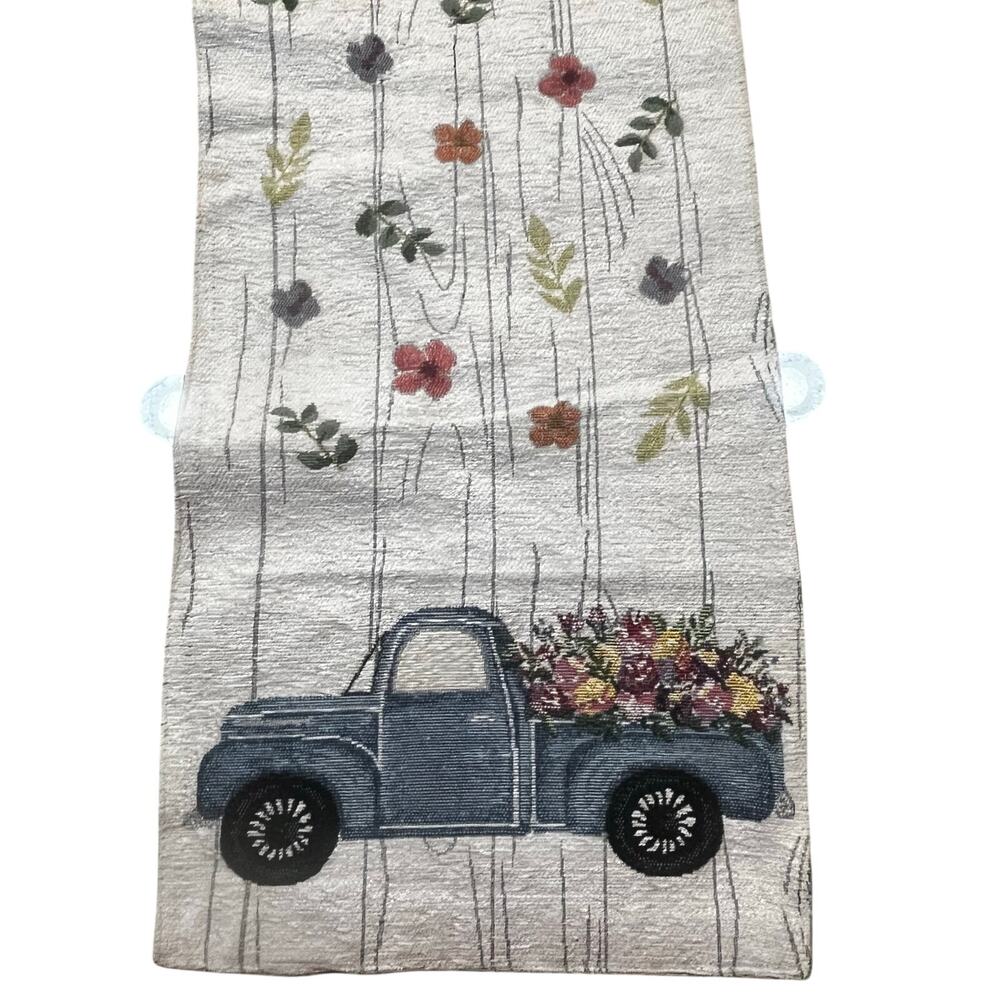 Farmhouse Floral Truck Table Runner Rustic Pickup‎ Spring Summer Decor 71x13